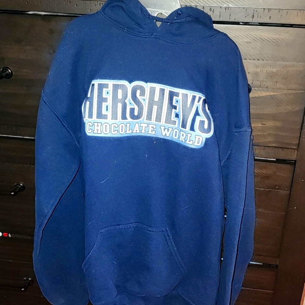 Navy blue kids hoodie from Hershey's Chocolate World, small.